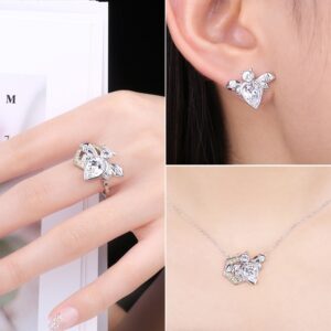 3pcs Bee Drop Cubic Zirconia Silver Jewelry Set - IDiamond