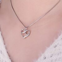 Love Heart Sterling Silver Diamond Pendant - IDiamond
