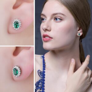 Oval Emerald Silver Earrings - IDiamond