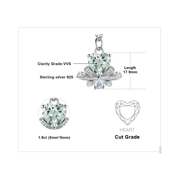 3pcs Bow Heart Green Amethyst Silver Jewelry Set - IDiamond