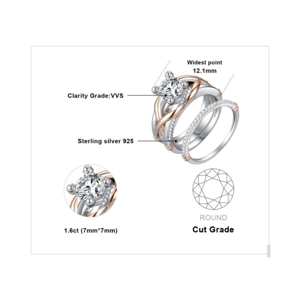3pcs Round Cubic Zirconia Silver Rings - IDiamond