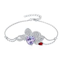 Butterfly Heart Cubic Zirconia Silver Bracelet - IDiamond