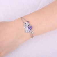 Butterfly Heart Cubic Zirconia Silver Bracelet - IDiamond