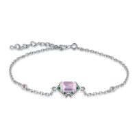 Geometric Cubic Zirconia Emerald Silver Bracelet - IDiamond
