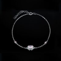 Geometric Cubic Zirconia Emerald Silver Bracelet - IDiamond