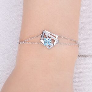 Geometric Cubic Zirconia Spinel Silver Bracelet - IDiamond