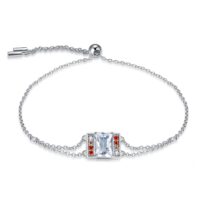 Square Cubic Zirconia Silver Bracelet - IDiamond