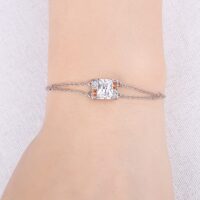 Square Cubic Zirconia Silver Bracelet - IDiamond