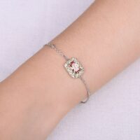 Square Cubic Zirconia Silver Bracelet - IDiamond