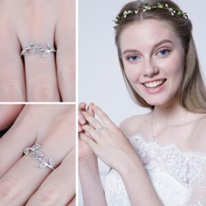 Olive Leaf Cubic Zirconia Silver Ring - IDiamond