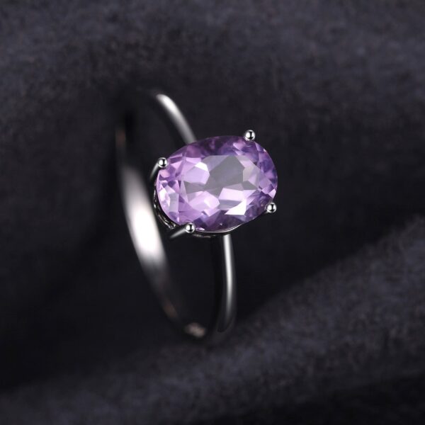 Oval Amethyst Silver Ring - IDiamond