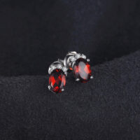 Oval Garnet Silver Earrings - IDiamond
