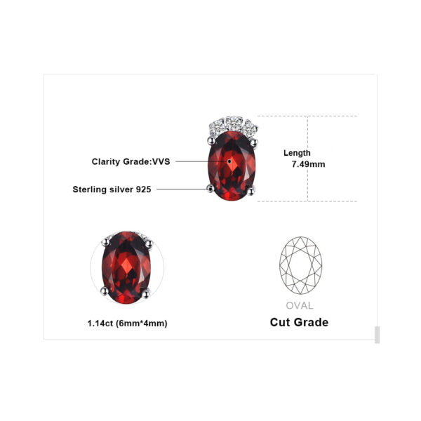 Oval Garnet Silver Earrings - IDiamond