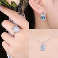 3pcs Perfume Cubic Zirconia Silver Jewelry Set - IDiamond
