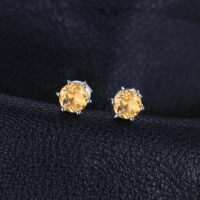 Round Citrine Silver Earrings - IDiamond