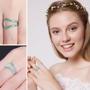 Adjustable Emerald Silver Ring - IDiamond