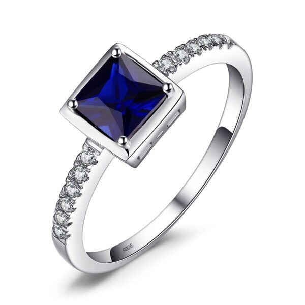 Square Sapphire Silver Ring - IDiamond