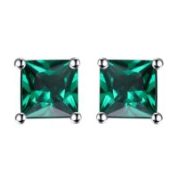 Square Emerald Silver Earrings - IDiamond