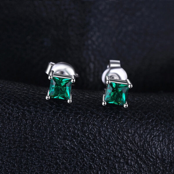 Square Emerald Silver Earrings - IDiamond
