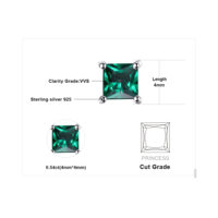 Square Emerald Silver Earrings - IDiamond