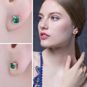 Square Emerald Silver Earrings - IDiamond