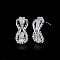 Node Cubic Zirconia Silver Earrings - IDiamond