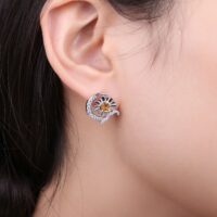 Sunflower Citrine Silver Earrings - IDiamond