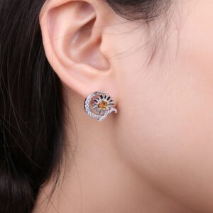 Sunflower Citrine Silver Earrings - IDiamond