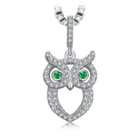 Owl Emerald Silver Pendant - IDiamond