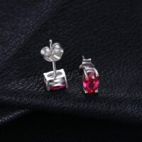 Oval Ruby Silver Earrings - IDiamond