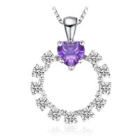Heart Round Sapphire Silver Pendant - IDiamond