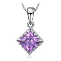 Square Sapphires Silver Pendant - IDiamond