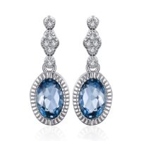 Oval Topaz Silver Earrings - IDiamond