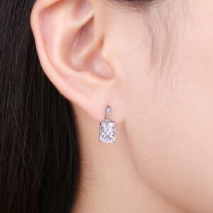 Square Cubic Zirconia Silver Earrings - IDiamond