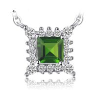 Square Diopside Silver Necklace - IDiamond