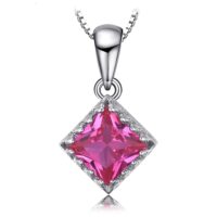 Square Sapphire Silver Pendant - IDiamond