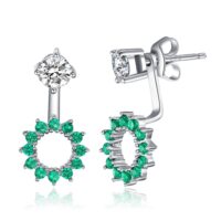 Flower Emerald Silver Earrings - IDiamond