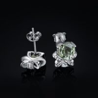 Heart Bow Amethyst Silver Earrings - IDiamond