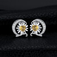 Sunflower Citrine Silver Earrings - IDiamond