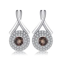 Round Quartz Silver Earrings - IDiamond