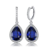 Drop Sapphire Silver Earrings - IDiamond