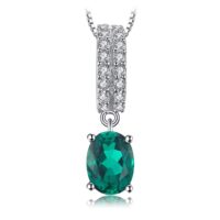 Oval Emerald Silver Pendant - IDiamond