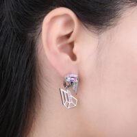Geometric Cubic Zirconia Silver Earrings - IDiamond