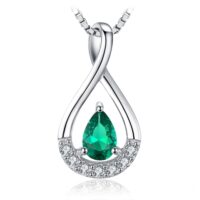 Drop Emerald Silver Necklace - IDiamond