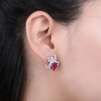 Bow Sapphire Silver Earrings - IDiamond