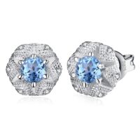 Round Topaz Silver Earrings - IDiamond