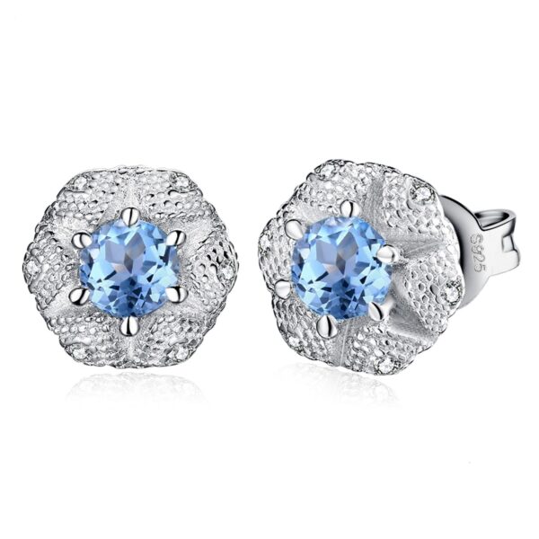 Round Topaz Silver Earrings - IDiamond