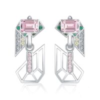 Geometric Cubic Zirconia Silver Earrings - IDiamond