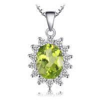 Oval Peridot Silver Pendant - IDiamond