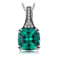 Square Emerald Silver Pendant - IDiamond